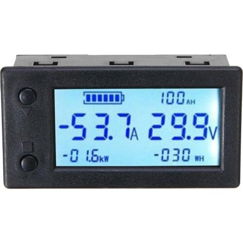 1Pc Durable Digital Hall Coulombmeter DC 300V 50A Voltmeter Ammeter Battery Power Meter for All Kinds of Batteries