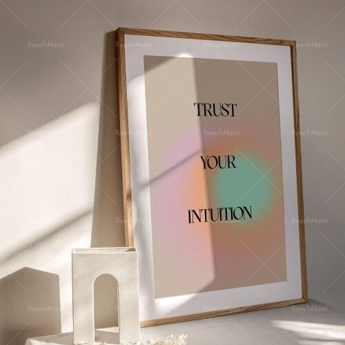 Trust your printable intuition | Gradient pink pastel quote typography, pink word minimalism wall art poster
