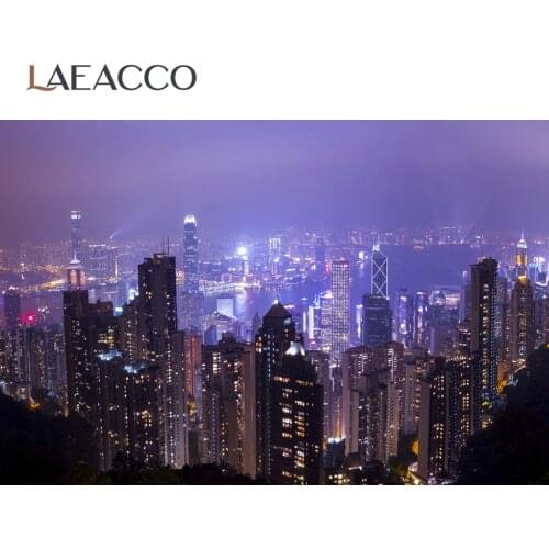 Laeacco Modern Night Lights City Wall Decor Photocall Photography Background Photographic Vinyl Backdrop For Photo Studio
