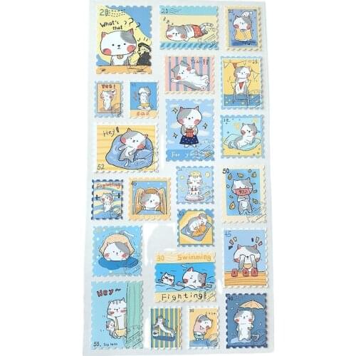 Kawaii Anime Cat Stamp Stickers Cute Sticker Sheets