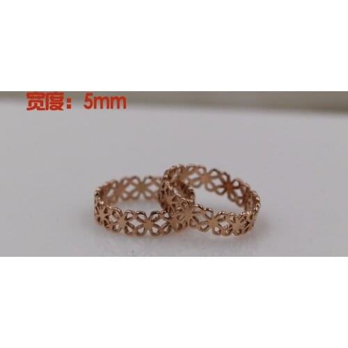Fashion Stainless Steel Love Hollow Flower Engagement Ring Rose Gold Color Women Female Wedding Party Gift