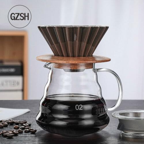 Ceramic Coffee Pot V60 Set with Coffee Filter Cup, Coffee Paper Towel Brewing Pot, Coffee Paper and Other Coffee Tools Cups