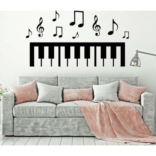 Piano Wall Decal Music Notes Black White Art Bedroom Home Decor Piano Studio Music Classroom Vinyl Stickers Window Mural S1097