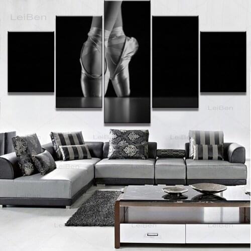 Hd Living Room Wall Art Poster Ballet Shoes Canvas Painting Five-Piece Modular Picture Home Decoration Dance Room No Frame Mural
