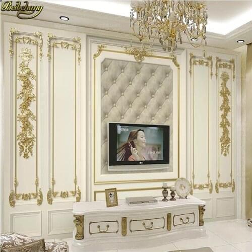Beibehang Custom European Court Golden Carving Wall Mural Wallpaper Papel De Parede 3D Restaurant Cafe Bar Background Painting