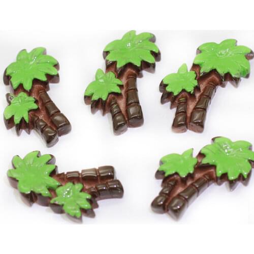 100/50pcs 18*19MM Resin Coconut Tree Craft Cabochon Flatback Palm Tree Tropical Tree Charms DIY Resin Craft Decoration Cabochon
