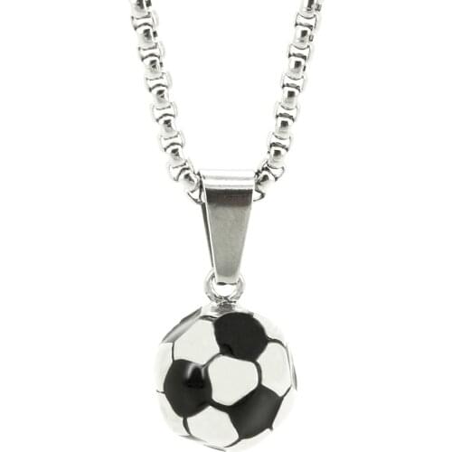 RINYIN High Quality Vintage Football Memorial Soccer Pendant for Men Women Link Chain Fashion Jewerly Stainless Steel Necklace