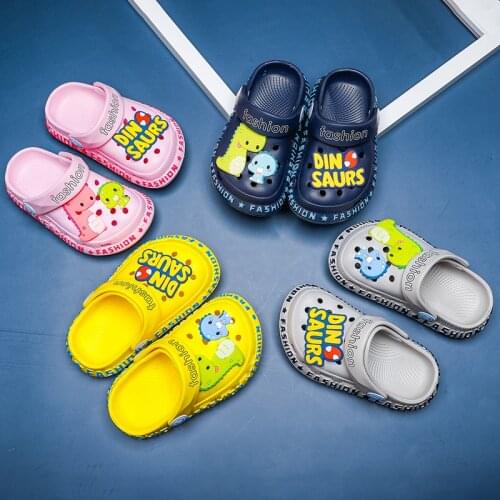 Kids Summer Beach Shoes Boys Girls Croc Sandals Cute Cartoon Dinosaur Garden Shoes Children Non-slip Slippers Baby Toddler Shoes