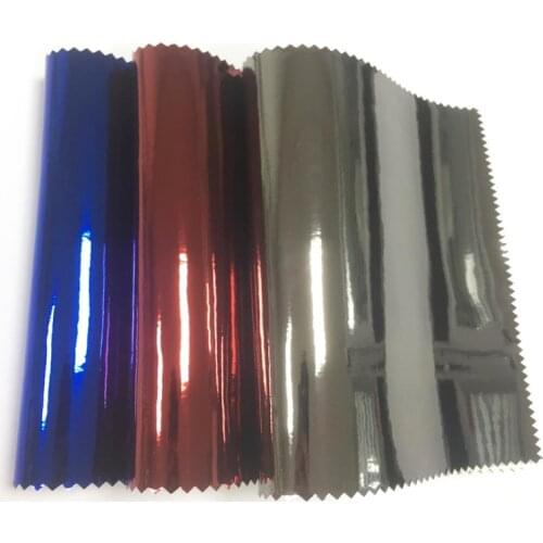 135x30cm Solid Color Mirror Reflective Effect PU Synthetic Leather Fabric Sheet Cotton Backing for Making Clothing/Earring/Craft