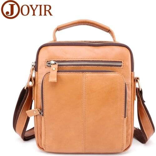 JOYIR Mens Genuine Leather Messenger Bag Male Retro Casual Mens Shoulder Bag High Quality Crossbody Bag Handbags For Man