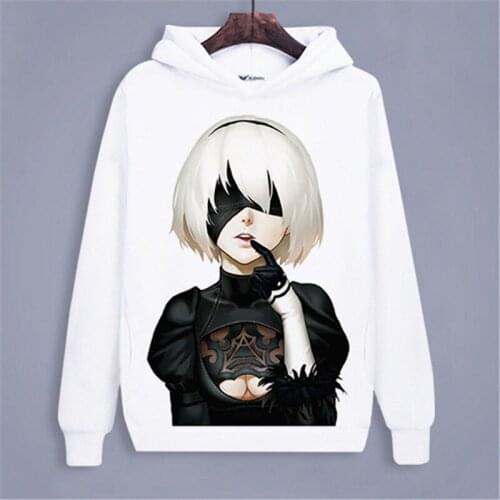 3D Print Game NieR Automata YoRHa No. 2 Hooded Sweatshirts Thin Hoodies Cool Pullover Coat Jacket Cosplay 2018 Halloween Costume