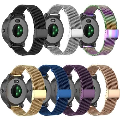 Universal 20MM Stainless Steel Watch Strap for Garmin forerunner245 645 Metal Mesh Watchband Strap for Huawei watch GT2 42mm