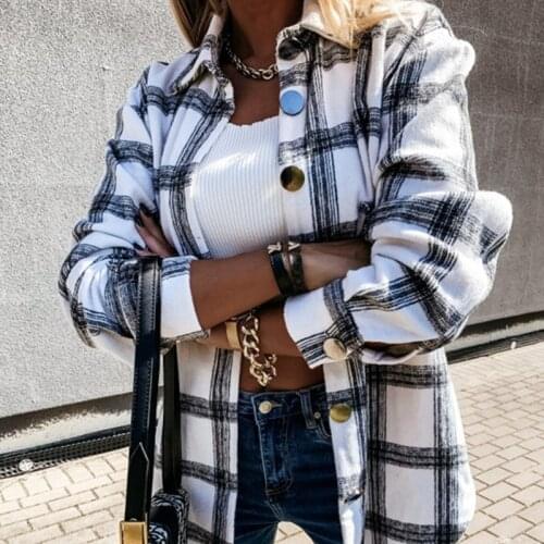 Oversize Womens Shirt Female Long Sleeve Plaid Shirts Clothing Pocket Buttons Ladies Top 2021 Spring Loose Fashion Coat Jacket