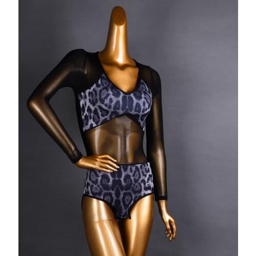 Mesh Latin Dance Blouse Women Salsa Dancewear Ballroom Practice Wear Stage Costume Tango Dance Outfit Sexy Dance Bodysuit JL3225