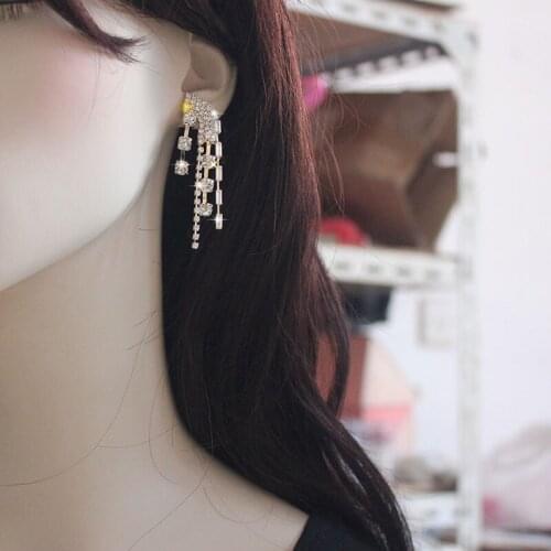 Womens Jewelry Party Show Luxury Shiny Rhinestone Long Chain Dangle Earrings Womens Evening Dress Statement Earrings Hot