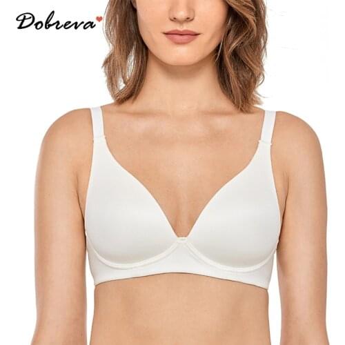 Womens Comfort Padded Wire Free Triangle Plunge T-Shirt Bra
