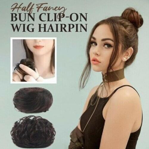 Women Diy Hair Styling Tools Half Fancy Bun Clip-on Synthetic Curly Hair Buns Fluffy Hair Buns Claw Clip Hairpiece Hair Claws