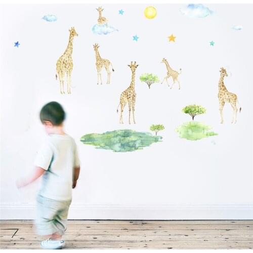 Animals Giraffe childrens room kindergarten decoration wall stickers for kids rooms wall decals