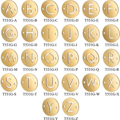 Gold Color 26 Letters From A to Z Stainless Steel DIY Pendant 12mm Diameter Initials Connector Charm Fashion Jewelry Accessories