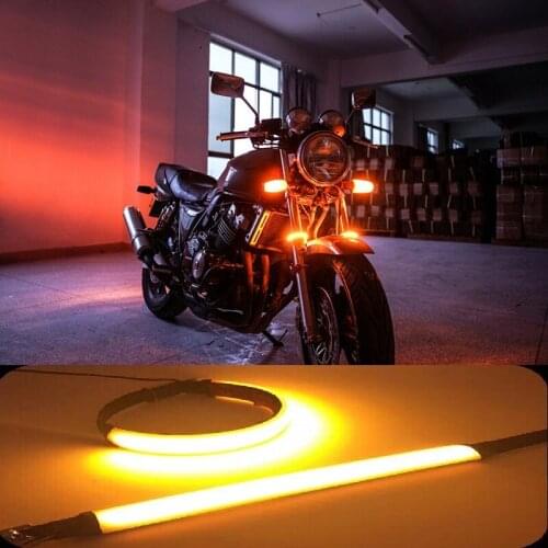 2pcs Universal Motorcycle LED Turn Signals Light Flasher Flowing Bendable Motorcycle Flashing Lights Amber Color Accessories