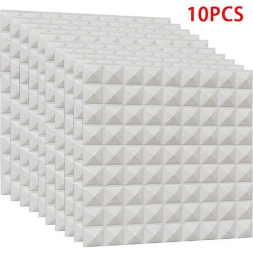 10 Pcs Foam 3D Brick Wall Stickers Self-Adhesive DIY Wallpaper Tile Wall Stickers for Panel Background Bedroom Decor