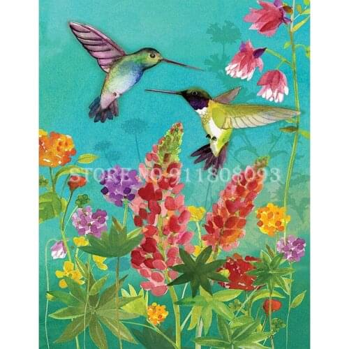 Full Drill Diamond Painting Hummingbird DIY Diamond Embroidery Cross Stitch Kits Rhinestones Flowers Mosaic Art Craft Home Decor