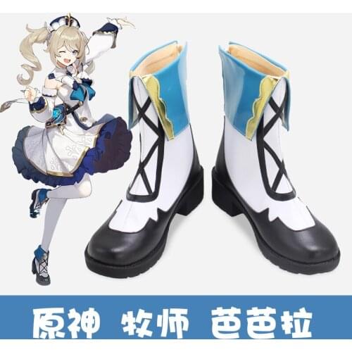 Anime Genshin Impact Barbara Cosplay Shoes Boots Halloween Accessories Party Barbara Cosplay Wigs