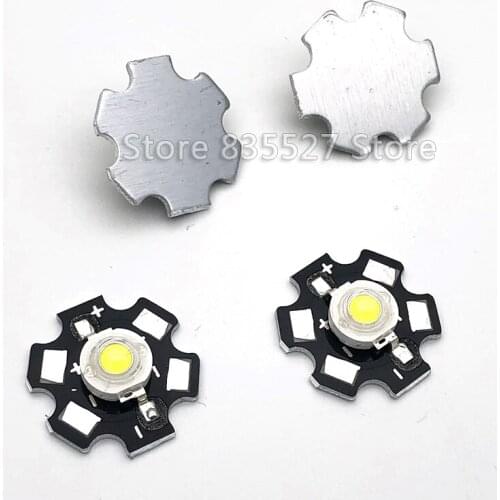 100pcs 3W white LED Heat Sink Aluminum Base Plate PCB Board Substrate 20mm 150-170LM Parts/ Flashlight/Bulb Spotlight DIY lights