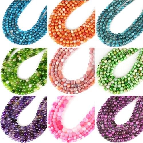 8mm Natural Stone Agates Round Beads For Jewelry Making Matte Frost Cracked Dream Fire Dragon Veins Onyx Beads DIY Bracelets