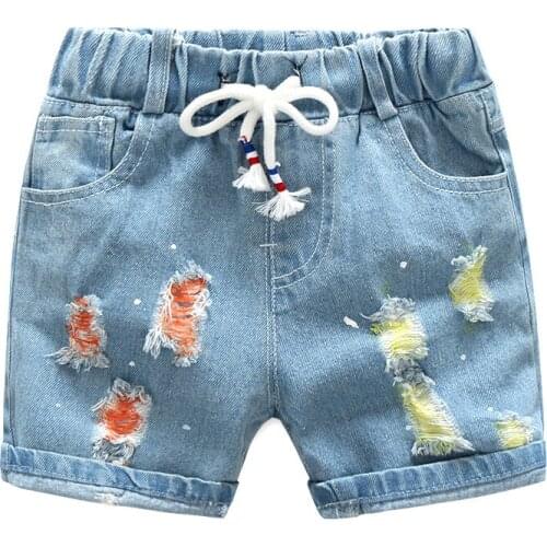 HOT 2020 kids denim shorts wash water hole Ripped jeans boy girl Summer cotton ruffle Stonewashed cowboy baby toddler clothing