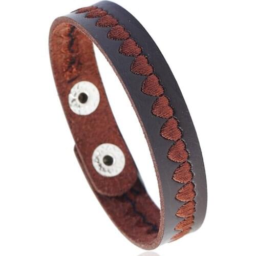 Hippie Vintage Lovers Heart Leather Cuff Bracelets Fashion Classic Braided Chain Buckle Bangle Wristbands Handmade Retro Jewelry