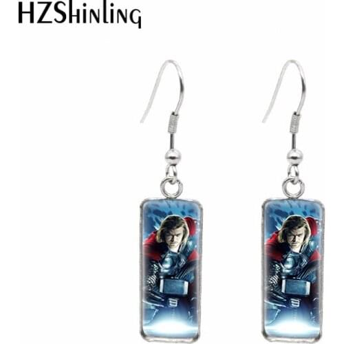 Thor Hero Paintings Rectangular Hook Dangle Drop Earrings Fashion Jewelry for girls