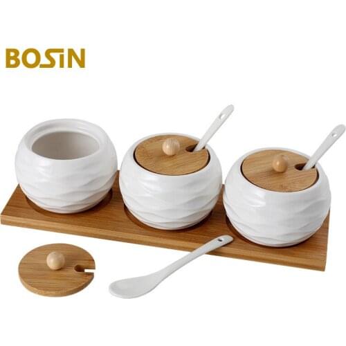 Ceramic Seasoning Pot Wave Pattern Drum-Shaped Dropping Store Creative Kitchen Seasoning Can, Restaurant Box Sugar And Salt Pot