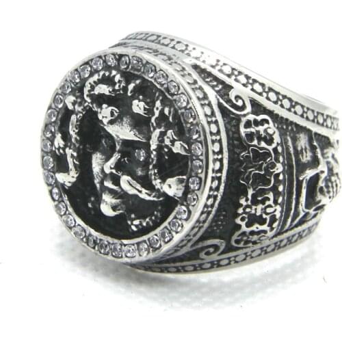 Medusa Ring 316L Stainless Steel Fashion Jewelry Punk Biker Style Skull King Clear Stone Size 7-14