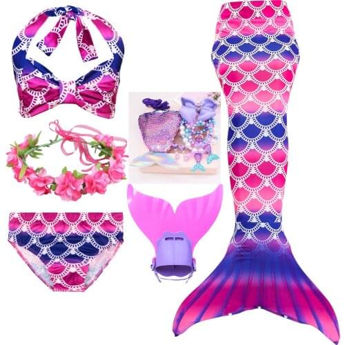Popular Baby Girls Swimwear Kids Party Fancy Dress Costumes Ariel Princess Little Mermaid Tail Swimsuit with Swimming Fins