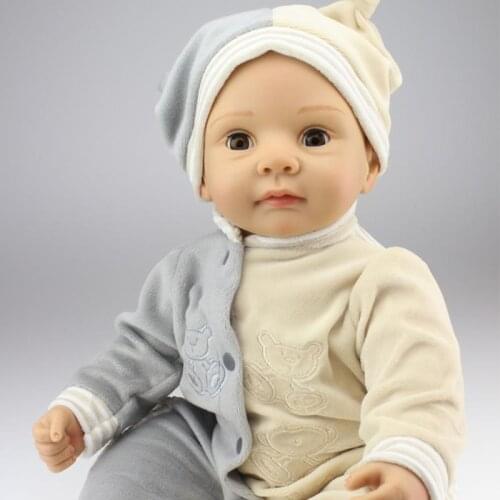 New 22 inch reborn baby doll, cloth body silicone bebe reborn boy dolls eyes blink children gift toy dolls