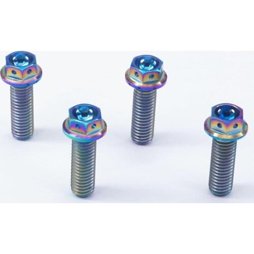 LOT 4 M8x1.25x25mm Rainbow GR5 Titanium Motorcycle Flange Screw Bolts Hex Concave Head Hollow