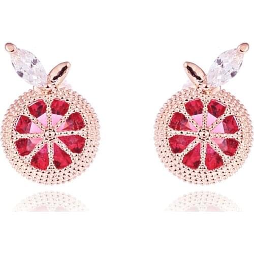 JIOFREE sweet Copper alloy red Cubic zirconia Charm Clip on Earrings Without Piercing For Women New Statement Party Jewelry