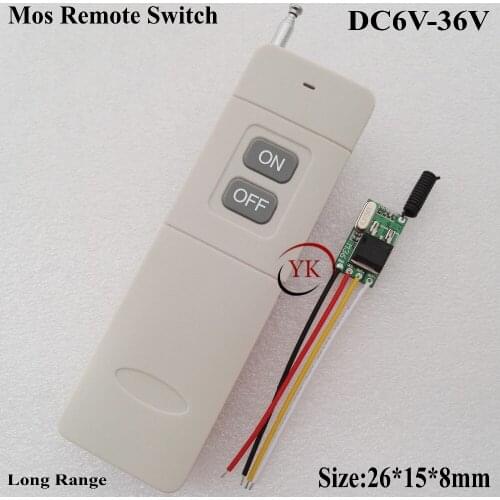 DC 9V Mini Remote Control Switch DC6V-36V 7.4 6V 9V 12V 16V 24V 28V 36V Input Output Power Remote ON OFF Long Range Transmitter