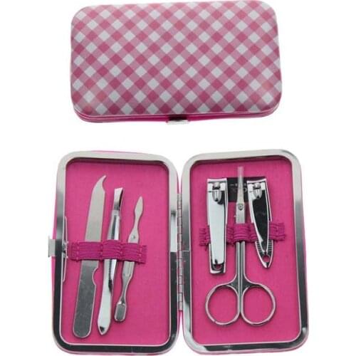 6 In 1 Pink Color Home Travel Manicure Pedicure Set Kit Nail Care Beauty Tool Holiday Birthday Christmas Gifts For Women Girls