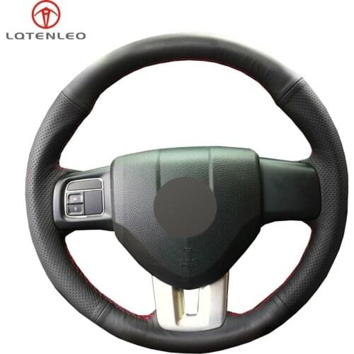 LQTENLEO Black Artificial Leather Hand-stitched Steering Wheel Cover For Fiat viaggio 2012-2015 Ottimo 2014 Freemont 2011-2019