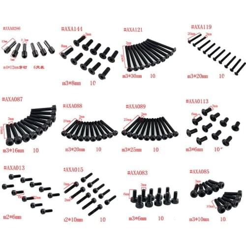 Axial Scx10 Ice Man All-Car Universal Hexagon Socket Screws Mini Hex Screw M3 * 6*8*12*15*20*30mm Screws for RC Cars Spare Parts