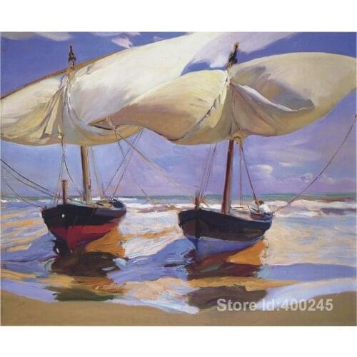 Landscape beach Beached Boats Joaquin Sorolla y Bastida oil painting on canvas Handmade High quality