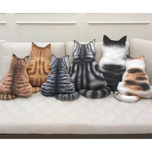 50cm Kawaii Cartoon 3D Simulation Cat Back Cushion Pillow Soft Toy Soft Animal Stuffed Doll Kawaii Christmas Gift For Children