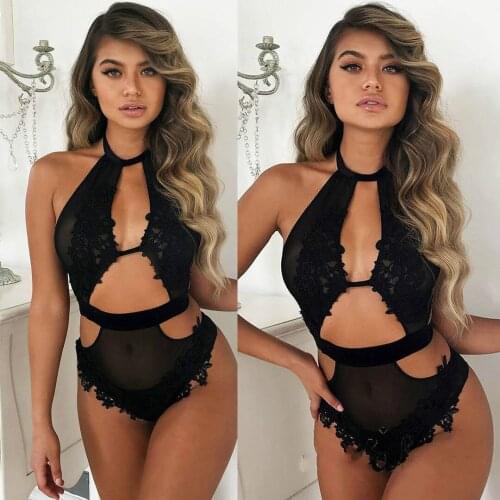 Porno Sexy Women Sissy Bodysuit Lace Mesh Lingerie Transparent Backless Catsuit Babydolls Underwear Nightwear Teddies