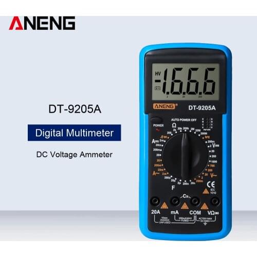 ANENG DT-9205A Portable Handheld Digital Multimeter Voltmeter Ammeter Ohmmeter AC/DC Voltage Ammeter Ohm Capacitance Tester
