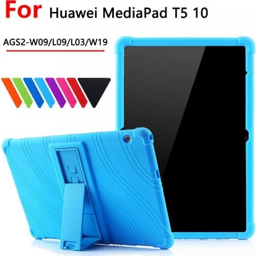 Shockproof Silicon Case For Huawei MediaPad T5 AGS2-W09/L09/L03/W19 10.1"Tablet stand cover for huawei mediapad T5 10 Funda case