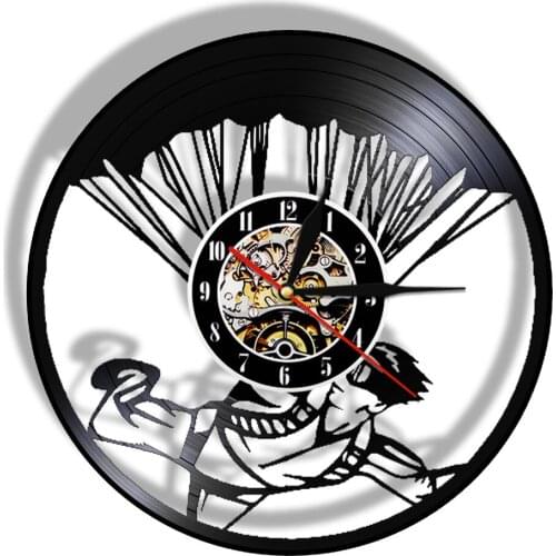 Skydiving Jump Laser Cut Longplay 3D LED Wall Clock Skydive Night Light Watch Stimulus Sport Satt Parachutism Skydiver Gift