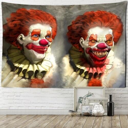 Psychedelic Clown Oil Painting Tapestry Wall Hanging Bohemian Witchcraft Travel Mattress Art Room Home Decor