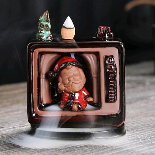 Christams Gift Santa Claus Backflow Aromatherapy Furnace Incense Burner Stick Holder For Home Decors